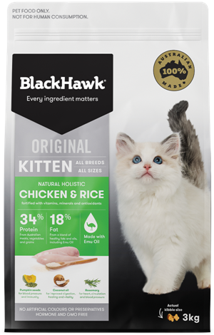 BLACK HAWK DRY CAT FOOD KITTEN CHICKEN AND RICE