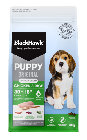 BLACK HAWK DRY DOG FOOD PUPPY MEDIUM BREED CHICKEN & RICE