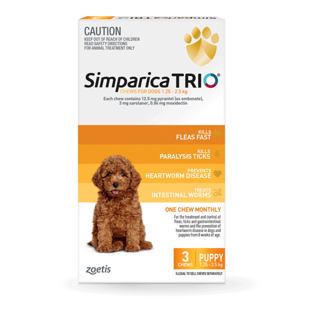 SIMPARICA TRIO CHEWS FOR DOGS 1.25-2.5kg