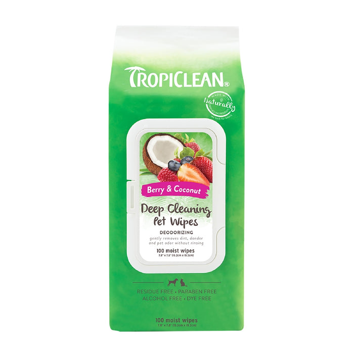 TROPICLEAN BERRY & COCONUT DEEP CLEANING PET WIPES