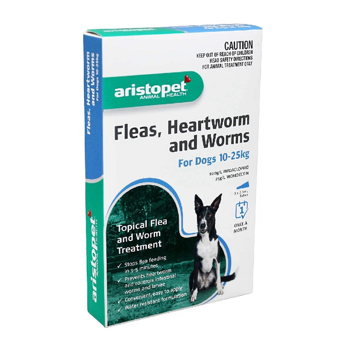 ARISTOPET FLEAS, HEARTWORMS AND WORMS FOR DOGS 10-25kg