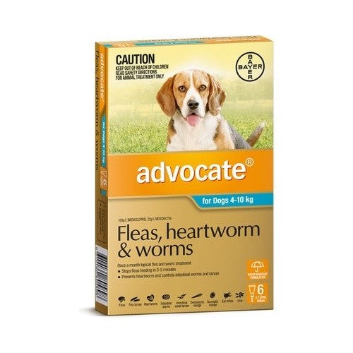 ADVOCATE FLEAS, HEARTWORM & WORMS TREATMENT FOR DOGS 4-10kg