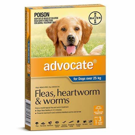 ADVOCATE FLEAS, HEARTWORM & WORMS TREATMENT FOR DOGS OVER 25kg
