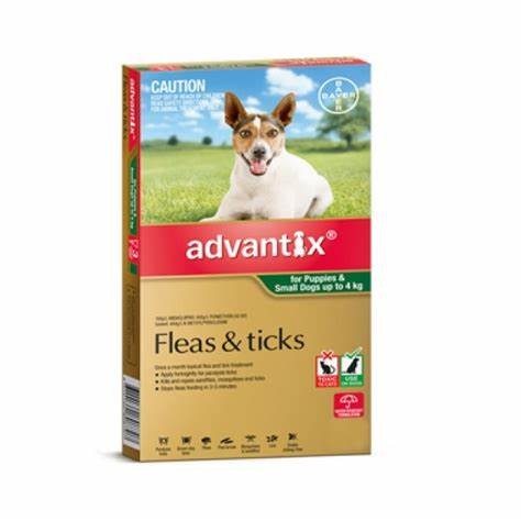 ADVANTIX FLEAS & TICK TREATMENT FOR PUPPIES AND DOGS UP TO 4kg