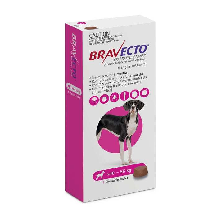 BRAVECTO FLEA & TICK CHEWS FOR DOGS 40-56KG