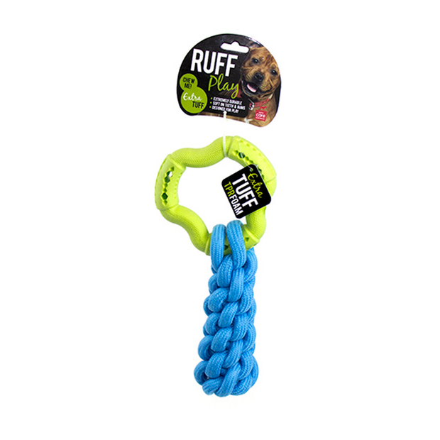 CANINE CARE RUFF PLAY DENTAL RING WITH ROPE DOG TOY