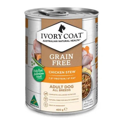 IVORY COAT GRAIN FREE WET DOG FOOD ADULT CHICKEN STEW WITH COCONUT