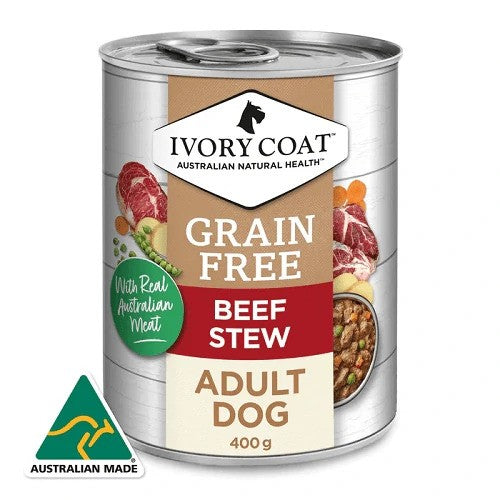 IVORY COAT GRAIN FREE WET DOG FOOD ADULT BEEF STEW